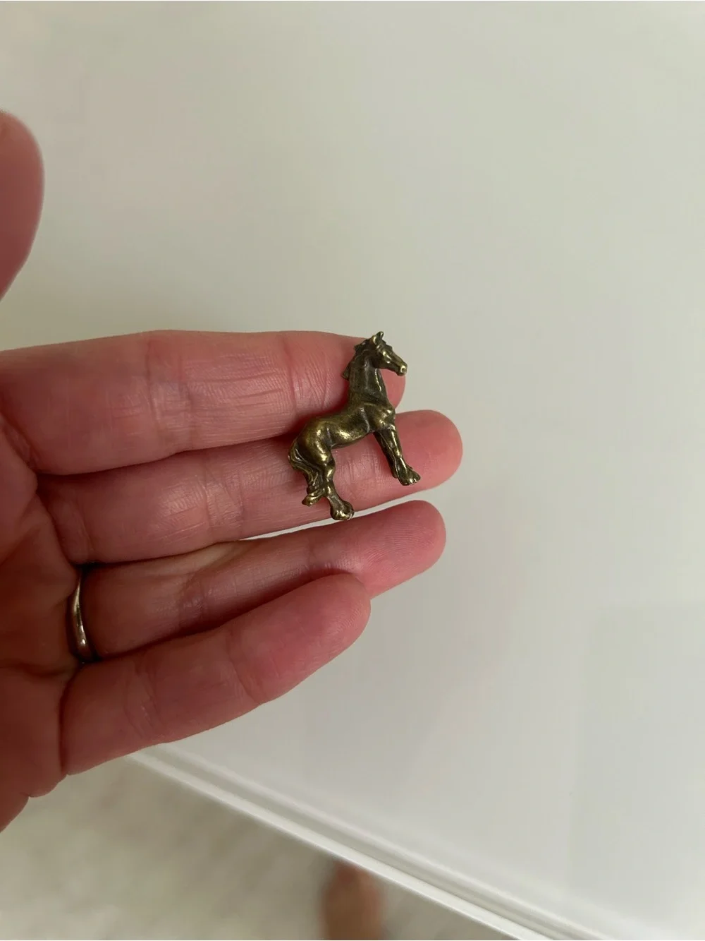 VTG miniature Brass Horse Figurine Set stocking stuffers gift stallions pony 1”